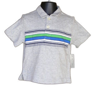 new! FADED GLORY Polo Shirt, 18M, SS Gray Striped